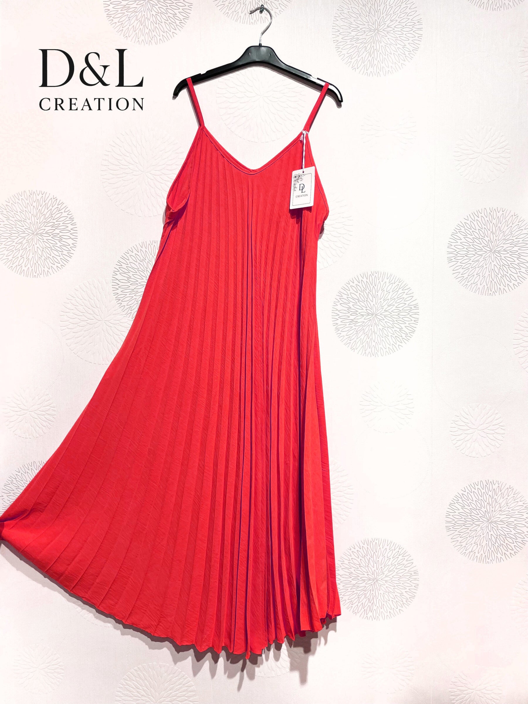 Plus Size Pleated flared dress fine straps T38 at T50