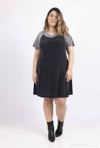 Plus Size Sequin flared dress