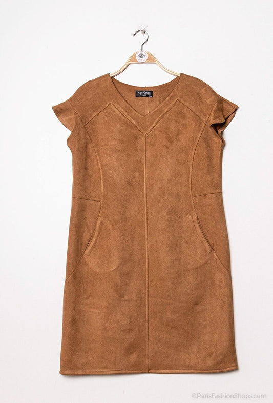 Plus Size Faux Suede Dress