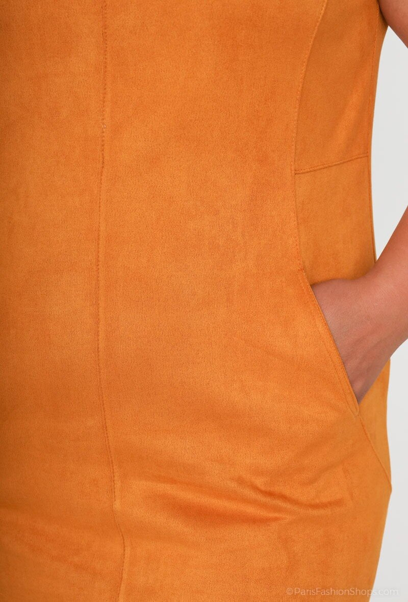 Plus Size Faux Suede Dress