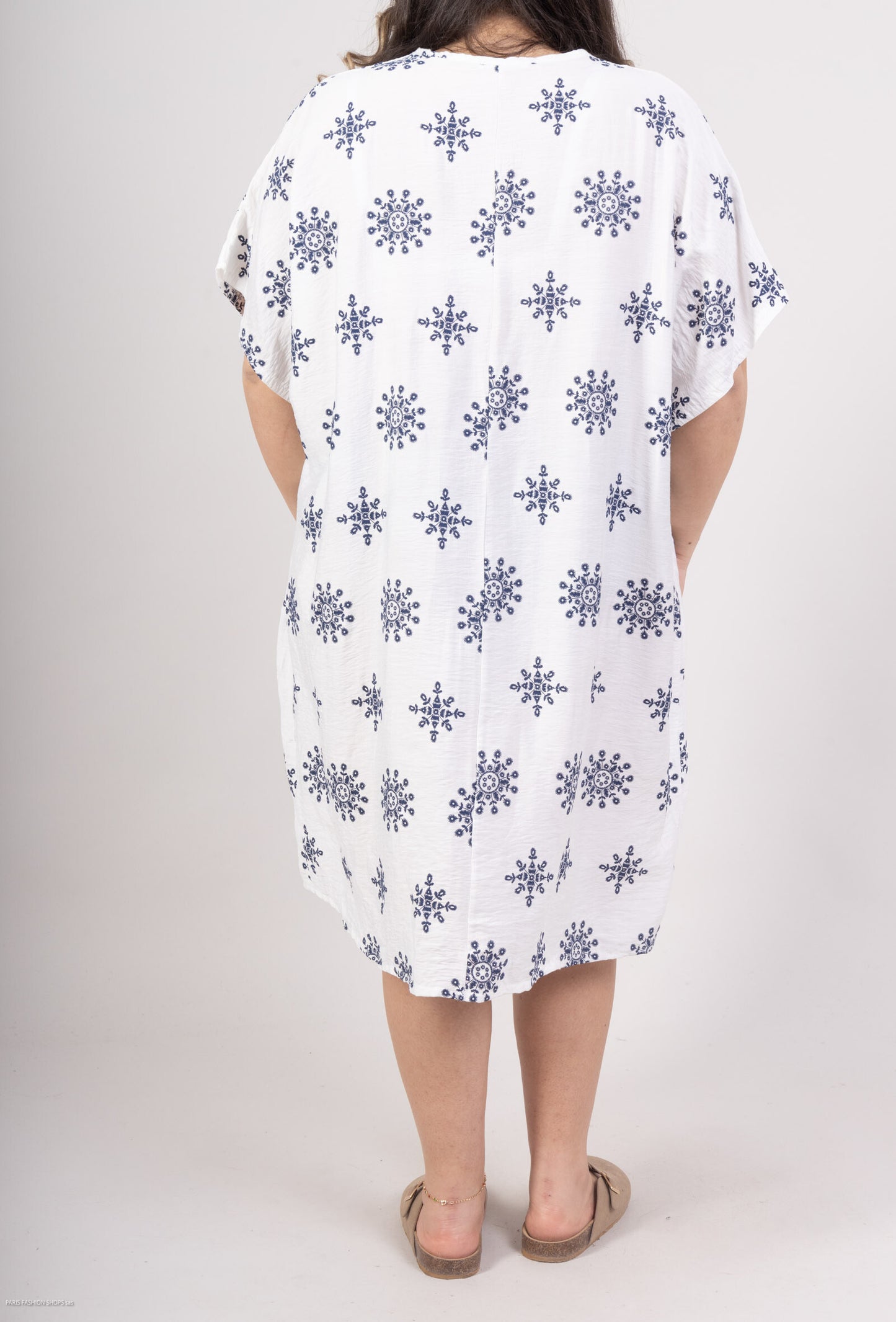 Plus Size Klänning med Snöflingeprint