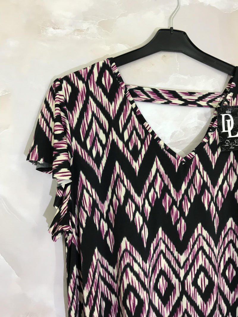 Plus Size Klänning med Tryckt Bakband