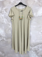 Plus Size Large flared waist dress with fluffy sleeves T38 to T52