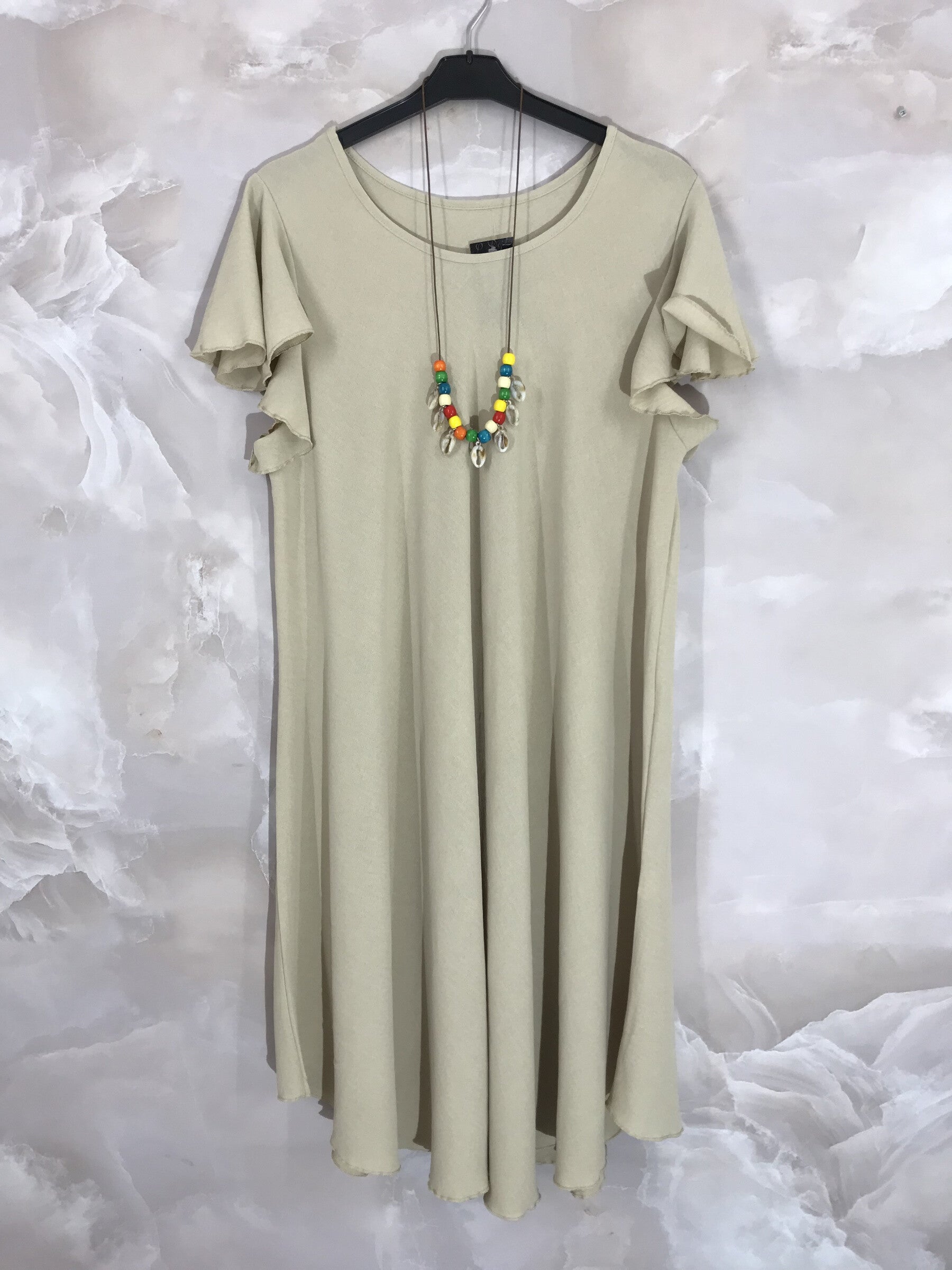 Plus Size Large flared waist dress with fluffy sleeves T38 to T52