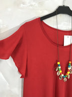 Plus Size Flared Waist Dress with Fluffy Sleeves T38 to T52