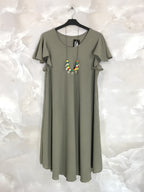 Plus Size Large flared waist dress with fluffy sleeves T38 to T52