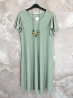 Plus Size Large flared waist dress with fluffy sleeves T38 to T52