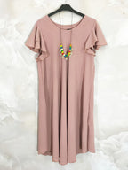 Plus Size Large flared waist dress with fluffy sleeves T38 to T52