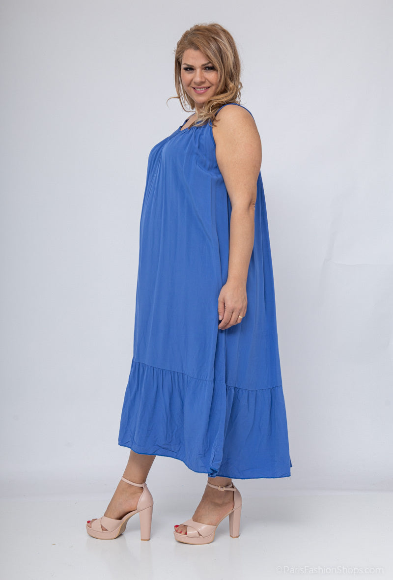 Plus Size Lång Klänning i Enfärgad Viskos