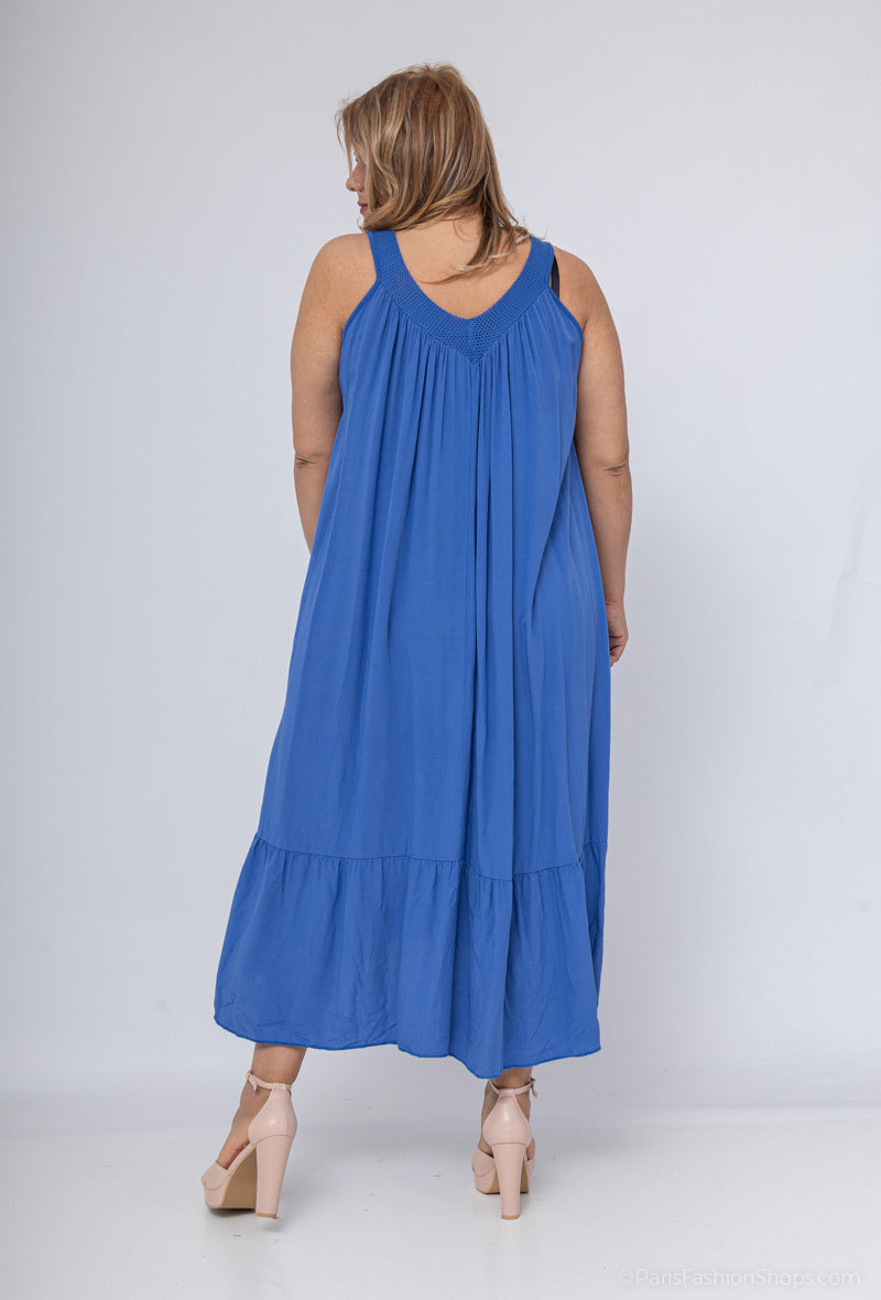 Plus Size Lång Klänning i Enfärgad Viskos