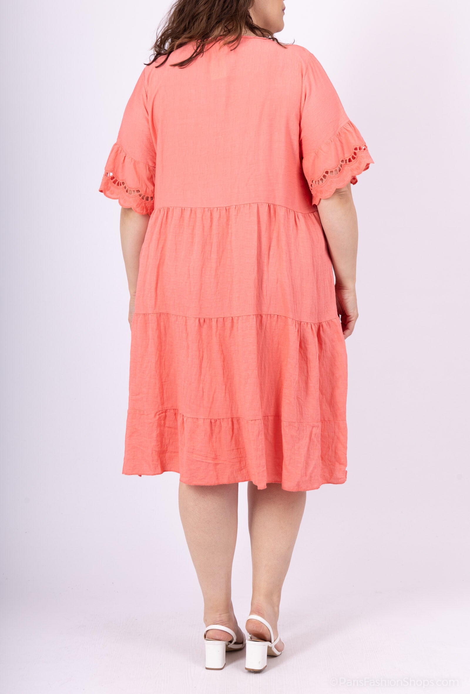 Plus Size Bohemian Klänning med Broderi och Pompoms