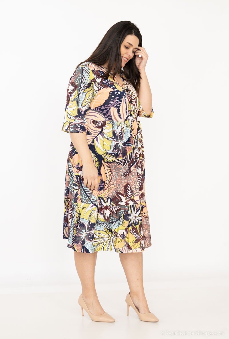 Plus Size Ruffled Printed Dress