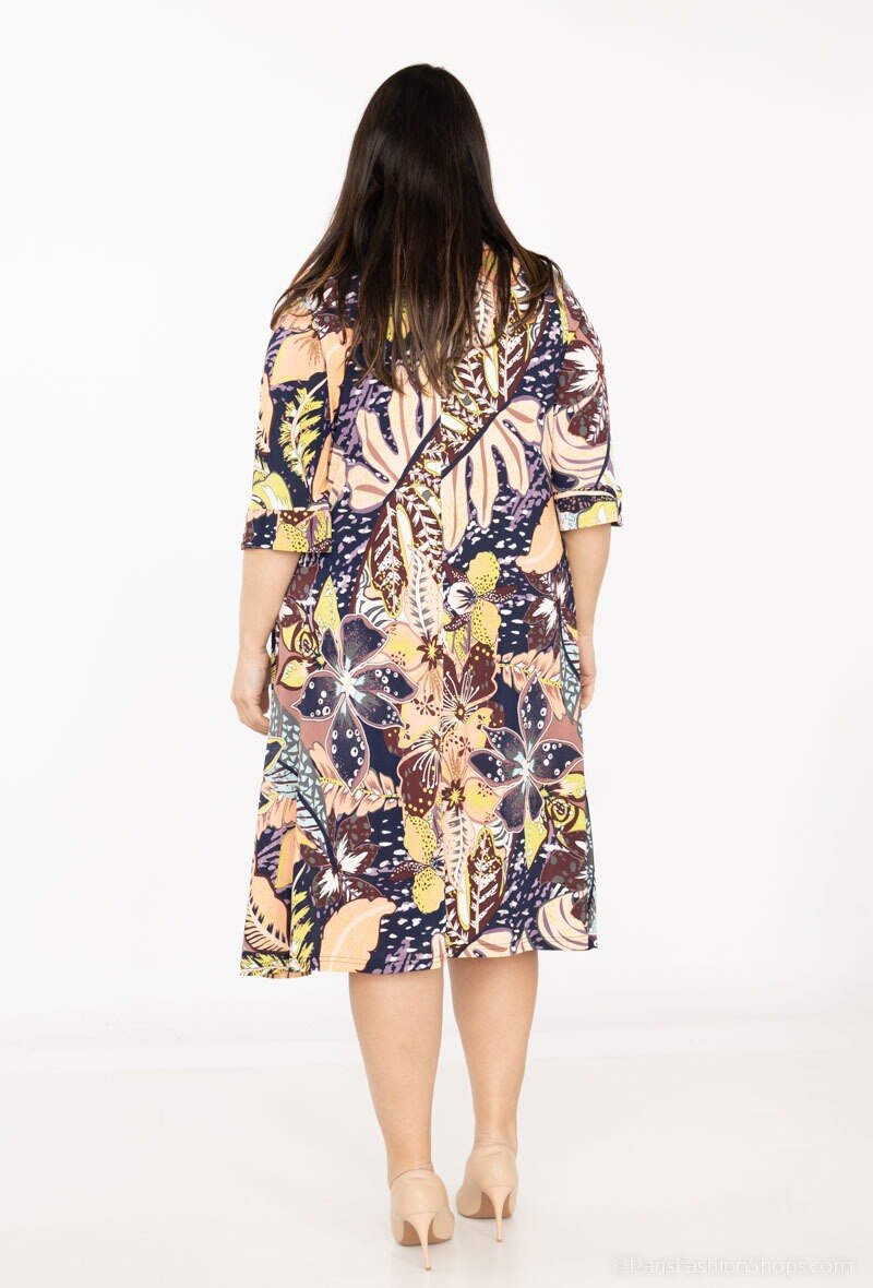 Plus Size Ruffled Printed Dress