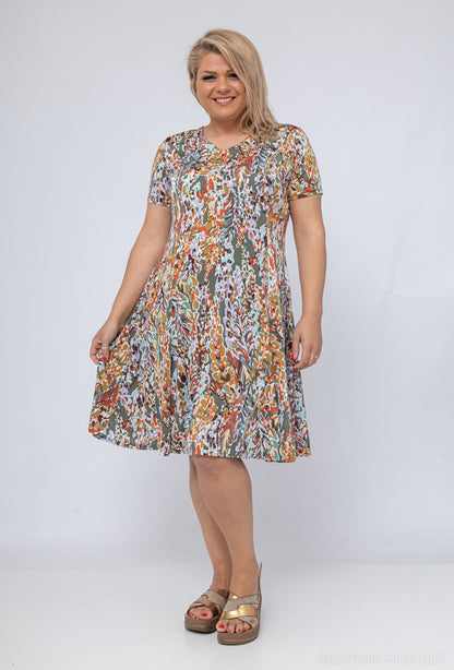Plus Size Flared Printed Dress
