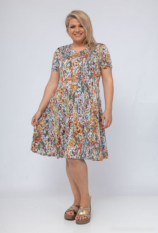 Plus Size Flared Printed Dress