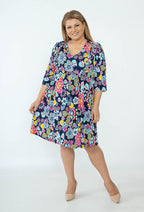Plus Size Ruffled floral print dress