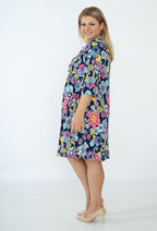 Plus Size Volangklänning med Blommönster