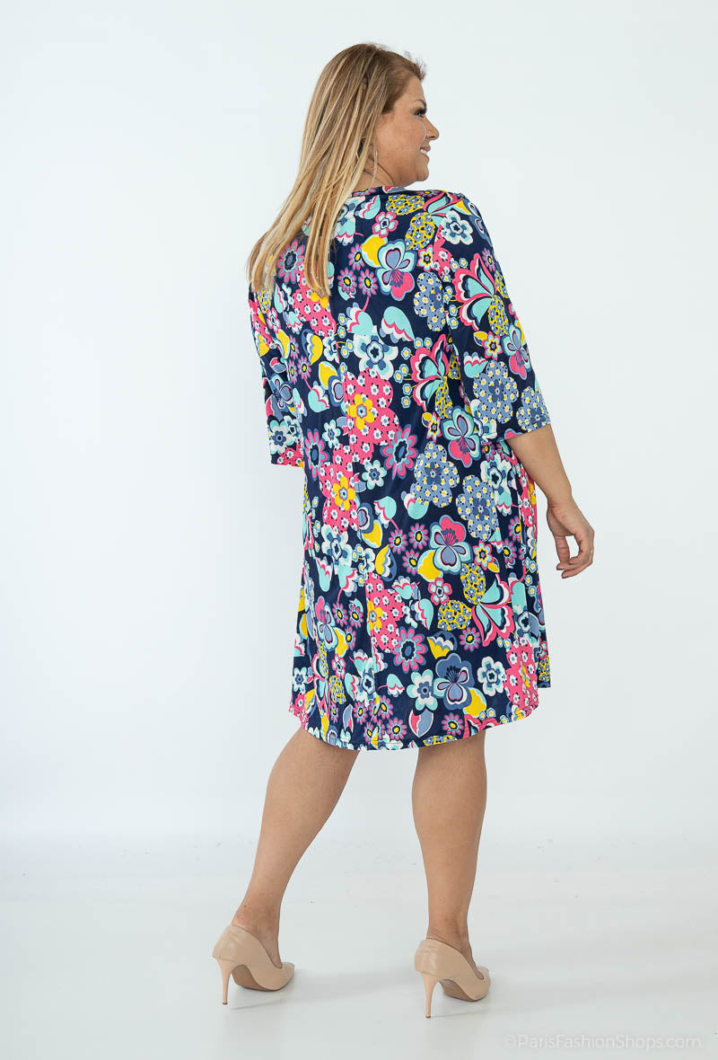 Plus Size Volangklänning med Blommönster