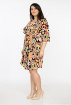 Plus Size Ruffleblommig Klänning