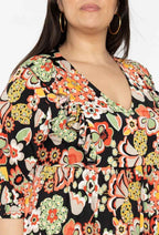 Plus Size Ruffleblommig Klänning