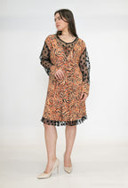 Plus Size Printed dress with plumetis details