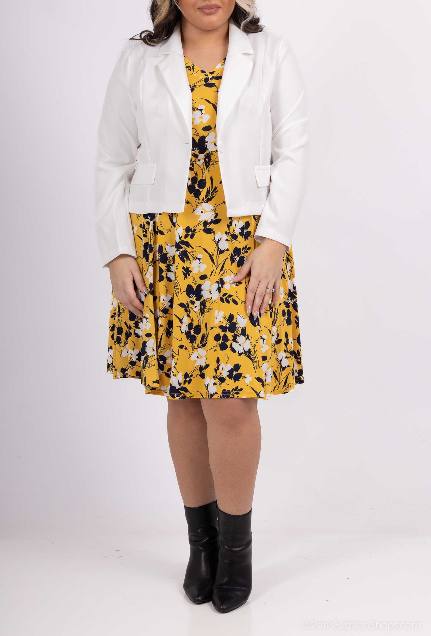Plus Size Printed dress with jacket together