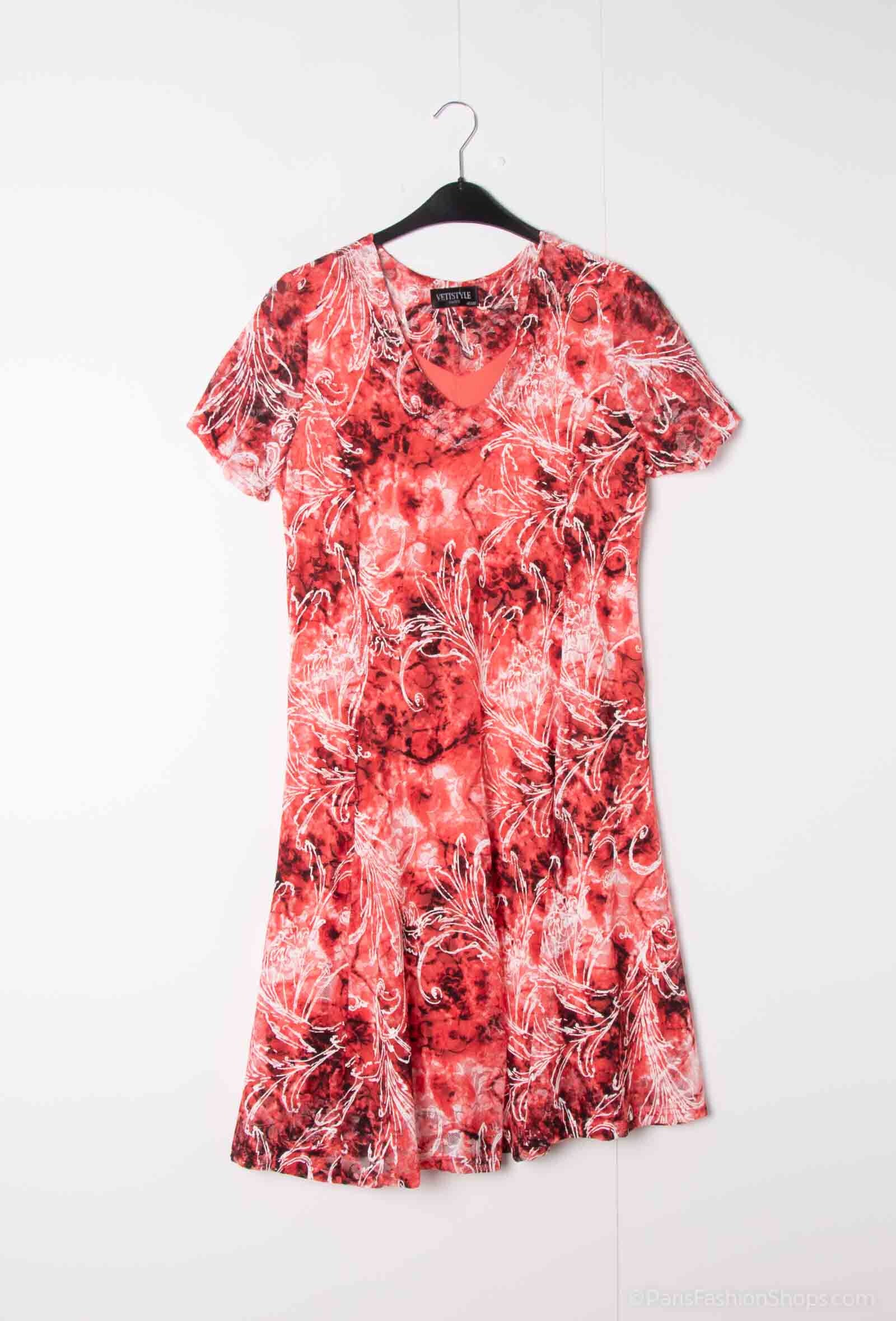 Plus Size Flared Lace Printed Dress