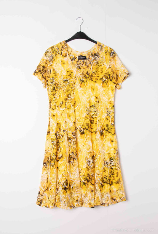 Plus Size Lace printed dress doubled flared