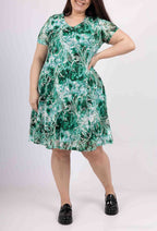 Plus Size Lace printed dress doubled flared