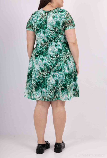 Plus Size Flared Lace Printed Dress