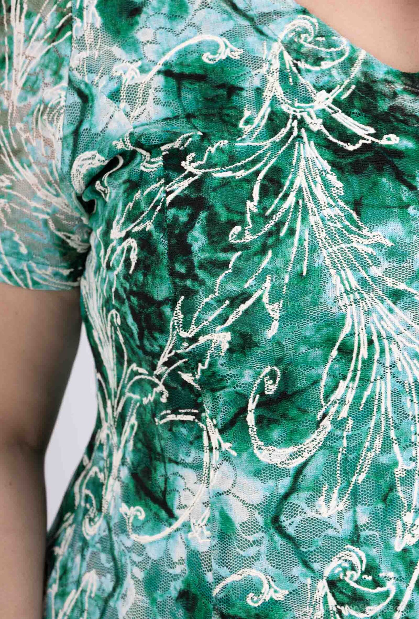 Plus Size Flared Lace Printed Dress