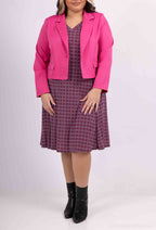 Plus Size Flared Printed Dress with Jacket