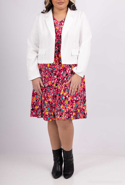 Plus Size Flared Printed Dress with Jacket