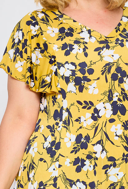 Flared Printed Dress - Stora Storlekar
