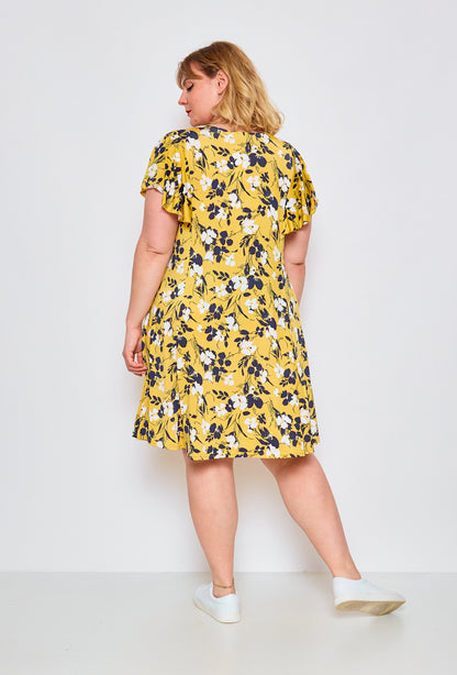 Flared Printed Dress - Stora Storlekar