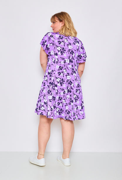 Flared Printed Dress - Stora Storlekar