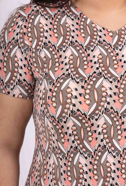 Plus Size Flared Printed Dress
