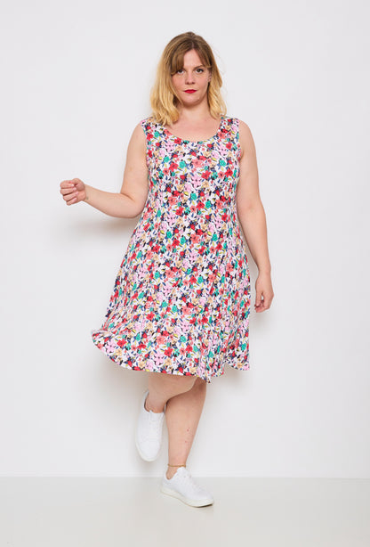 Plus Size flared printed dress