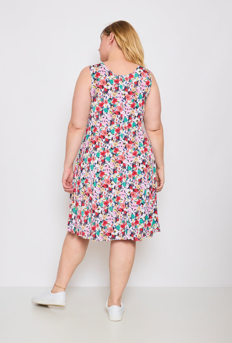 Plus Size Flared Printed Dress