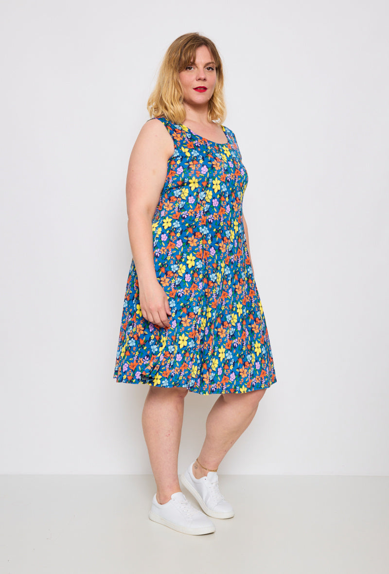 Plus Size flared printed dress