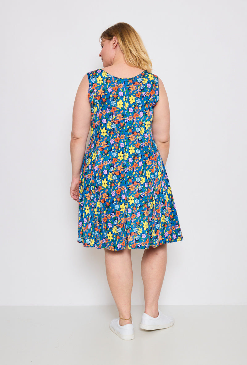 Plus Size Flared Printed Dress