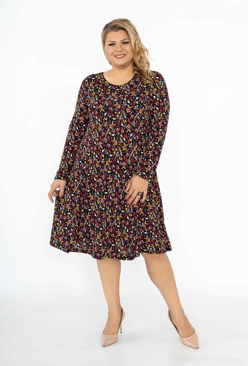 Plus Size Mönstrad Klänning