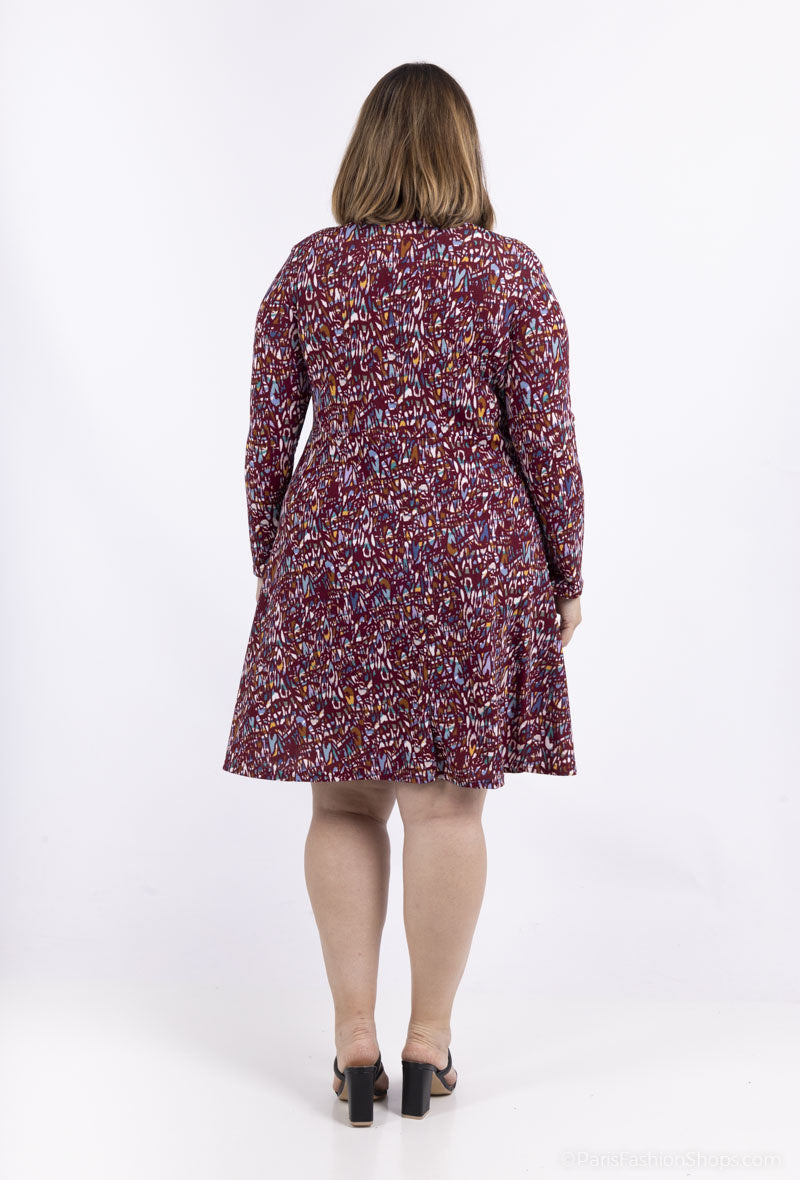 Plus Size Flared Printed Dress