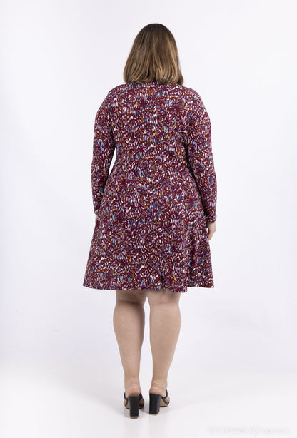 Plus Size Flared Printed Dress