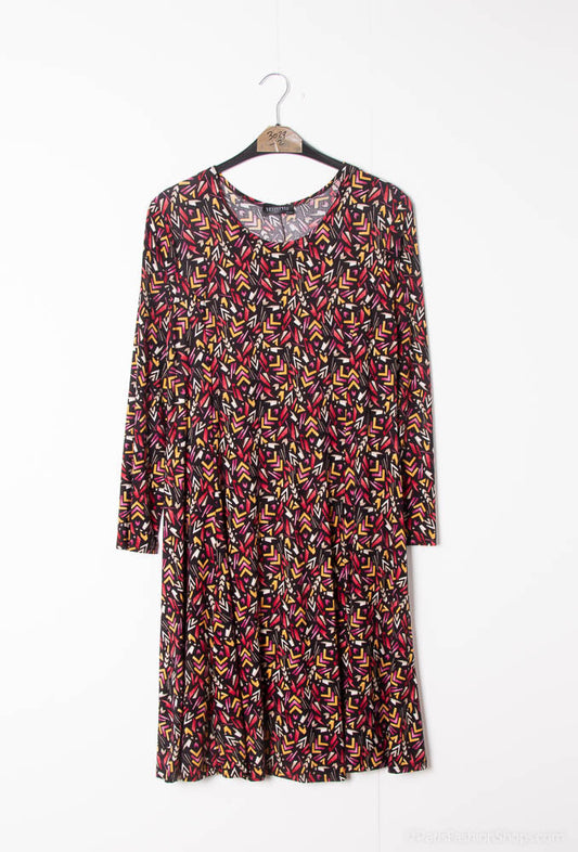Plus Size Flared Printed Dress