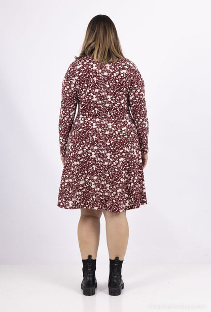 Plus Size Flared Printed Dress - Perfekt för Vinter