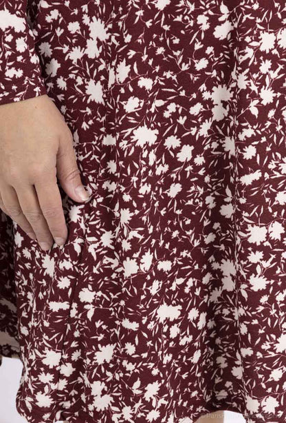 Plus Size Flared Printed Dress - Perfekt för Vinter