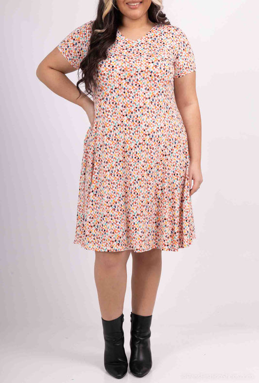Plus Size Flared Printed Dress