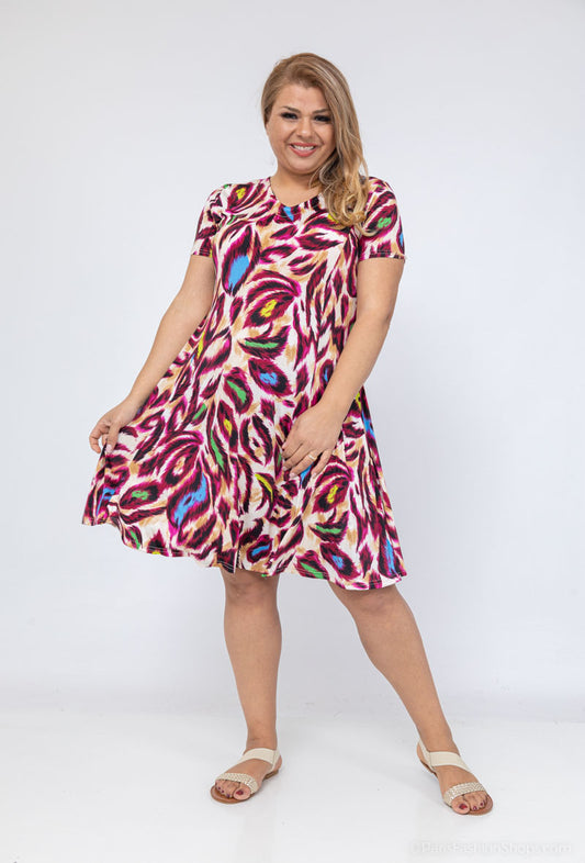 Plus Size Flared Printed Dress