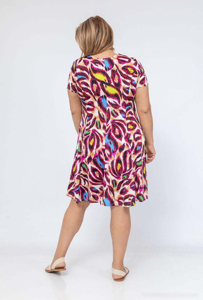 Plus Size Flared Printed Dress